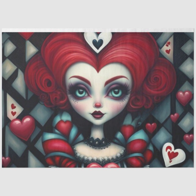 Queen of Hearts Wonderland Decoupage Tissue Paper Seidenpapier (Vorderseite)