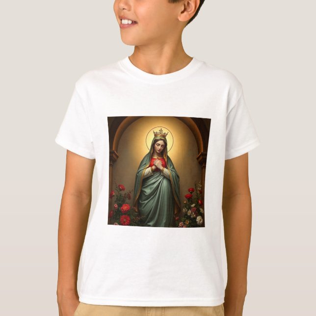 Queen of Heaven Catholic Kid's Tee Shirt (Vorderseite)