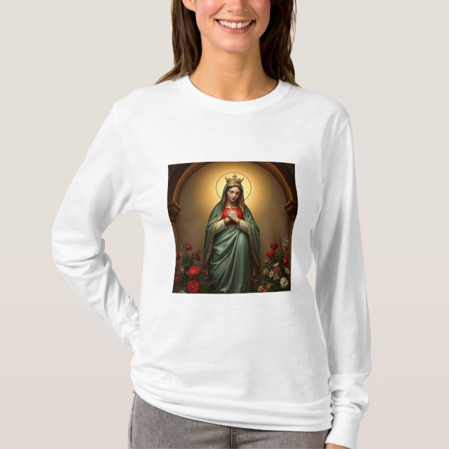 Queen of Heaven Catholic Women's Long Sleeve Tee (Vorderseite)