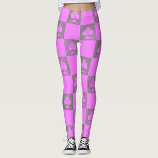 Queen of Spades Leggings Pink Fade Checkers QoS