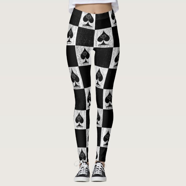 Queen of Spades Leggings White Schachbretts QoS St (Vorderseite)