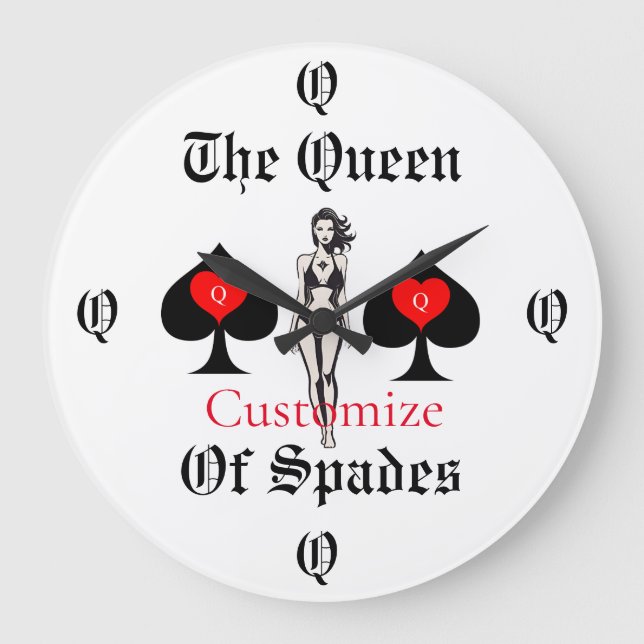 Queen of Spades Tarot Card Thunder_Cove Große Wanduhr (Vorderseite)