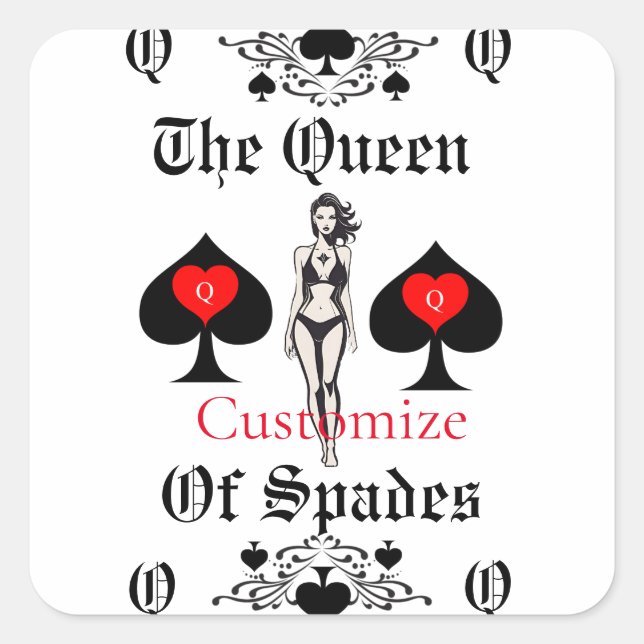 Queen of Spades Tarot Card Thunder_Cove Quadratischer Aufkleber (Vorderseite)