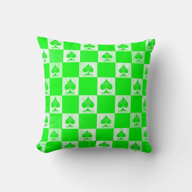Queen of Spades Throw Kissen Grüne Schachbretter Q (Vorderseite)
