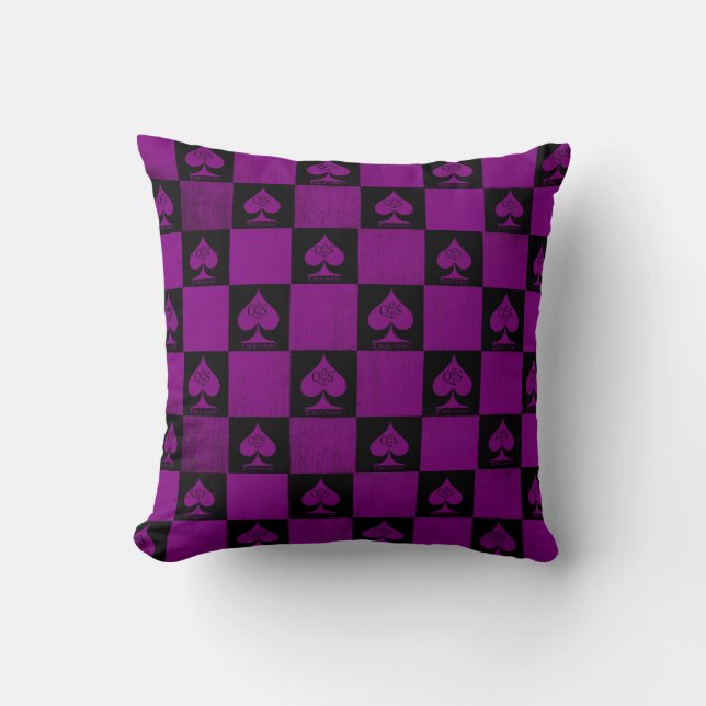 Queen of Spades Throw Kissen Lila Schachbretter Qo (Vorderseite)