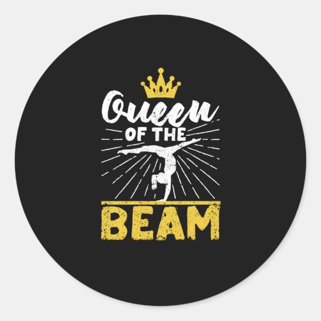 Queen of the beam Funny gymnast Fan Gymnastics Runder Aufkleber (Vorderseite)