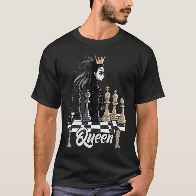 Queen of the Chessboard Rule in Style  Female Ches T-Shirt (Vorderseite)