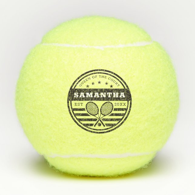 Queen of the Court Name Established Date Tennisbälle (Vorderseite)