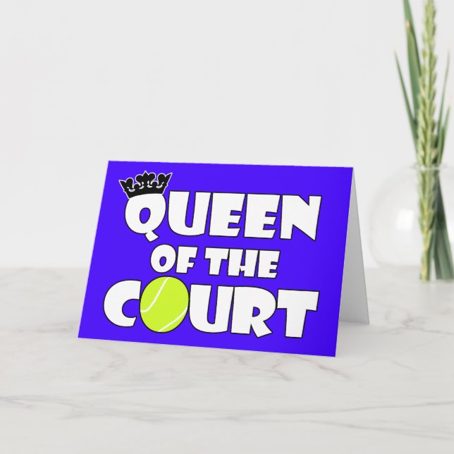 Queen of the Court Niedlich Girls Tennis Grußkarte Dankeskarte (Vorderseite)