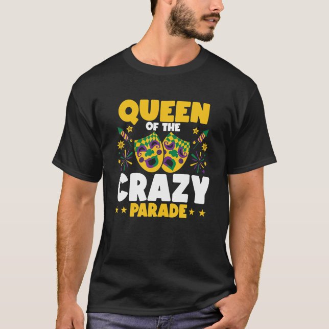 Queen of the Crazy Parade Beads Bling Joker Jester T-Shirt (Vorderseite)