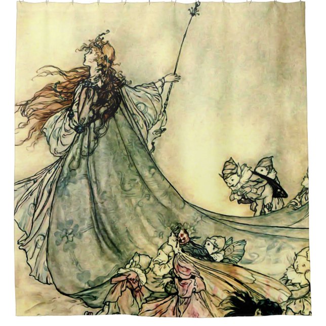 "Queen of the Fairies" von Arthur Rackham Duschvorhang (Vorderseite)