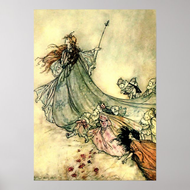 "Queen of the Fairies" von Arthur Rackham Poster (Vorne)