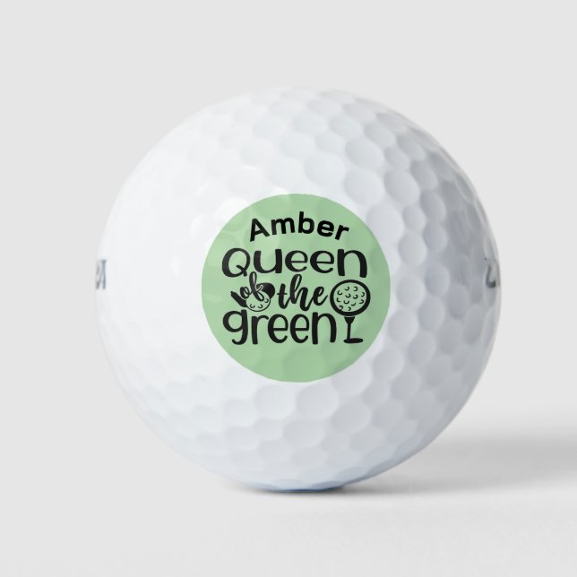 Queen of the Green – Fun Golf Design for Her Golfball (Vorderseite)