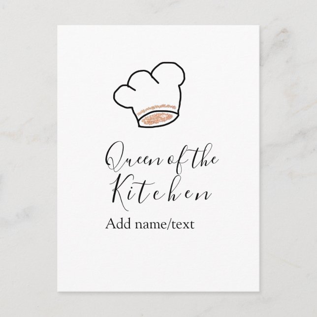 Queen of the kitchen chef cooking add name crown  postkarte (Vorderseite)