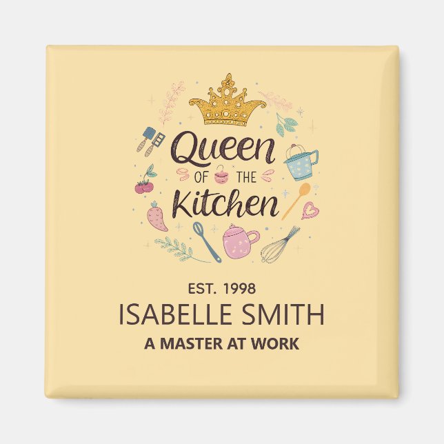 Queen of the Kitchen Custom Name Design Magnet (Vorne)