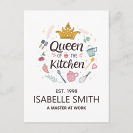 Queen of the Kitchen Custom Name Design Postkarte
