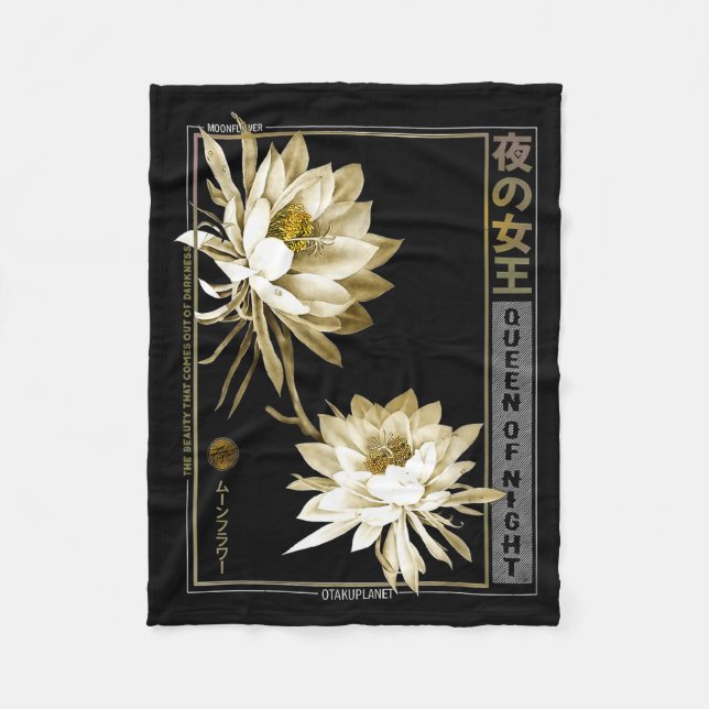 Queen Of The Night Moonflower Ephyllum Japanese Fl Fleecedecke (Vorderseite)