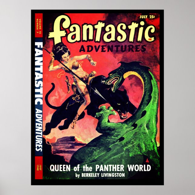 Queen of the Panther World: Fantasy Pulp Fiction Poster (Vorne)