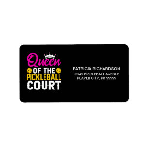 Queen of the Pickleball Court Étiquette de adresse