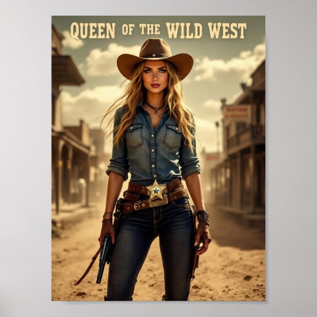 Queen of the Wild West - Fearless Cowgirl Poster (Vorne)