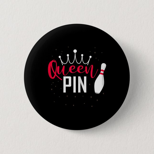 Queen Pin Hemd Bowler Bowling Liga Für Bowling  Button (Vorderseite)