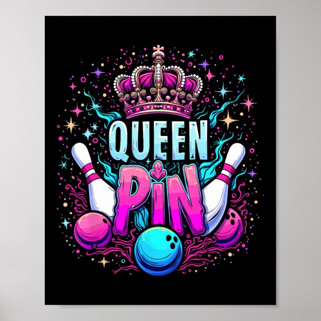 Queen Pin Hemd Bowler Bowling Liga Für Bowling  Poster (Vorne)
