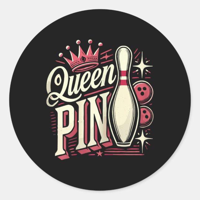 Queen Pin Shirt Bowler Bowling League For Bowling  Runder Aufkleber (Vorderseite)