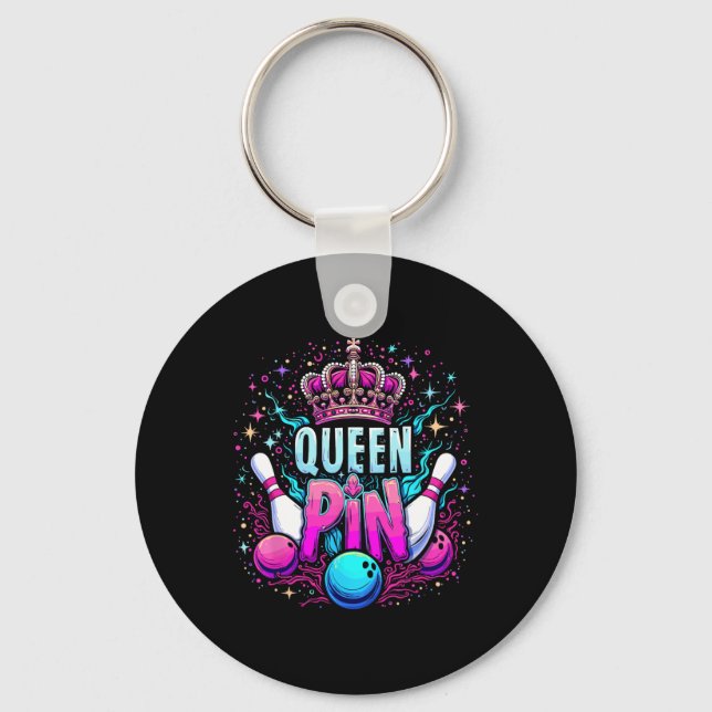Queen Pin Shirt Bowler Bowling League For Bowling  Schlüsselanhänger (Vorderseite)