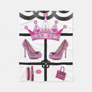 Queen pink weiße Fleecedecke
