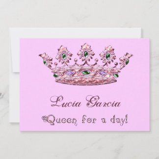 Queen pour une journée Quinceanera Invitation