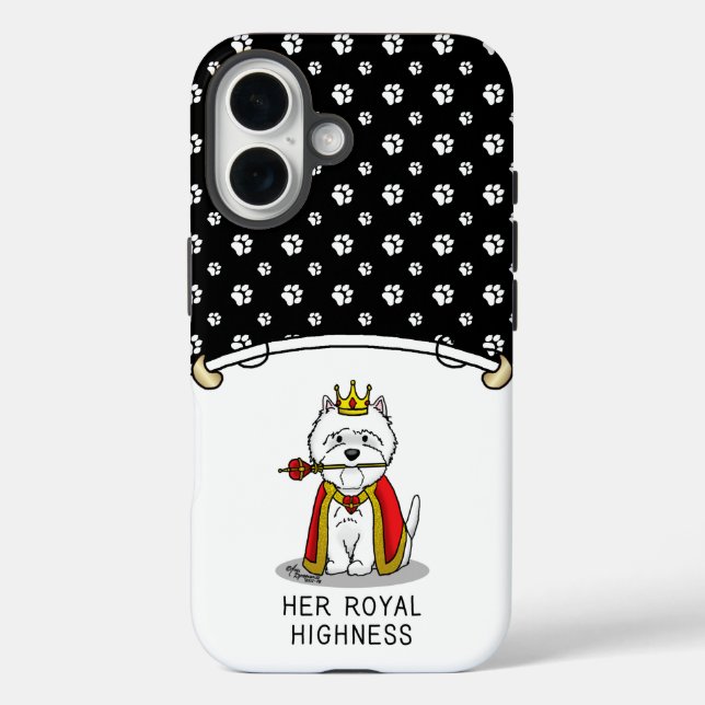 Queen Westie Dog West Highland White Terrier iPhone 16 Hülle (Rückseite)