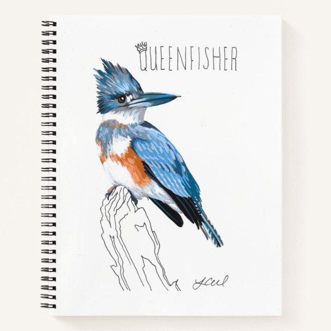 Queenfisher (Belted Kingfisher) Notizbuch (Vorderseite)