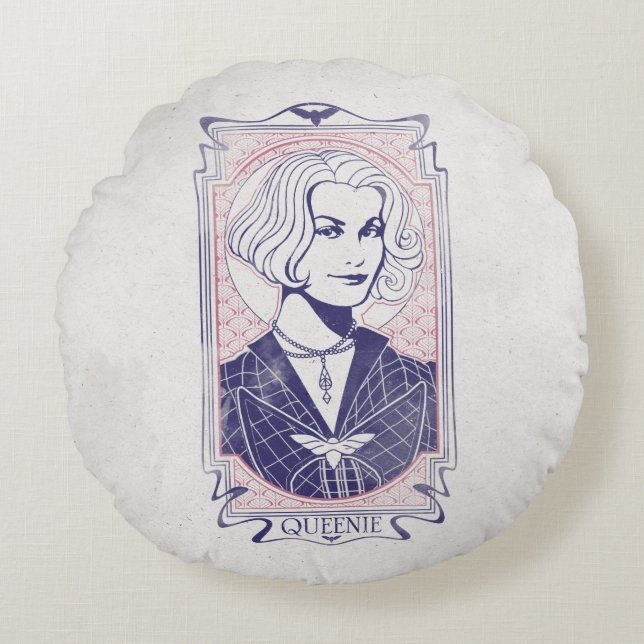 QUEENIE GOLDSTEIN™ Illustration Rundes Kissen (Vorderseite)