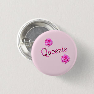 "Queenie" Name aus Blumen gemacht, Button