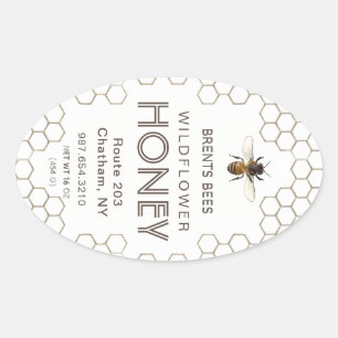 Queenline-Honigwabetikett mit Bienen und Honigwabe Ovaler Aufkleber