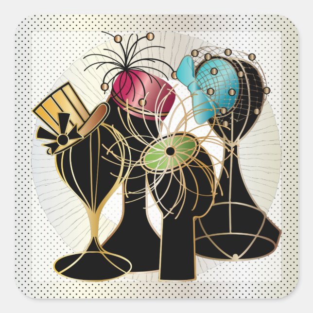 Queenly Hats Quadratischer Aufkleber (Vorderseite)