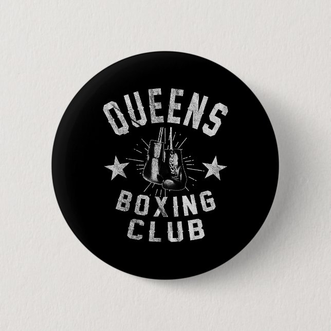 Queens Boxing Club - Vintager beängstigender Boxer Button (Vorderseite)