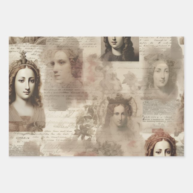 Queens & Cursive Geschenkpapier Set (Vorderseite)