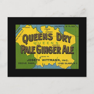 Queens Dry Ginger Ale Vintag NY City Area Map Postkarte