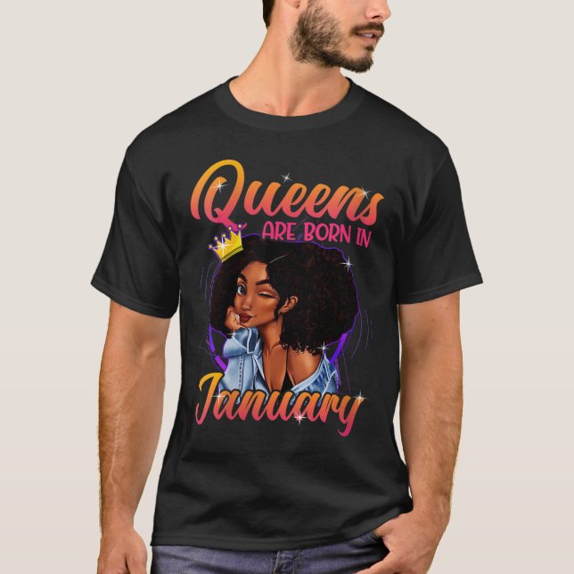 Queens Geborener Januar Shirt Black Girl Geburtsta (Vorderseite)