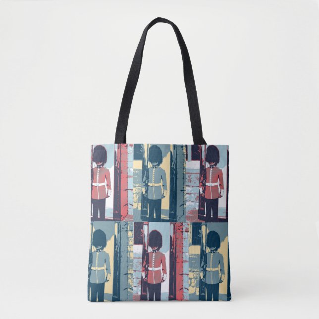 Queen's Guard, britischer Soldat, Pop Art Tote Bag Tasche (Vorderseite)