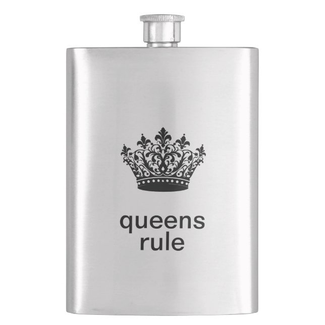 Queens herrschen aus Edelstahl Flachmann (Vorderseite)