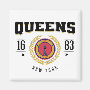 Queens New York 1683 Black Magnet
