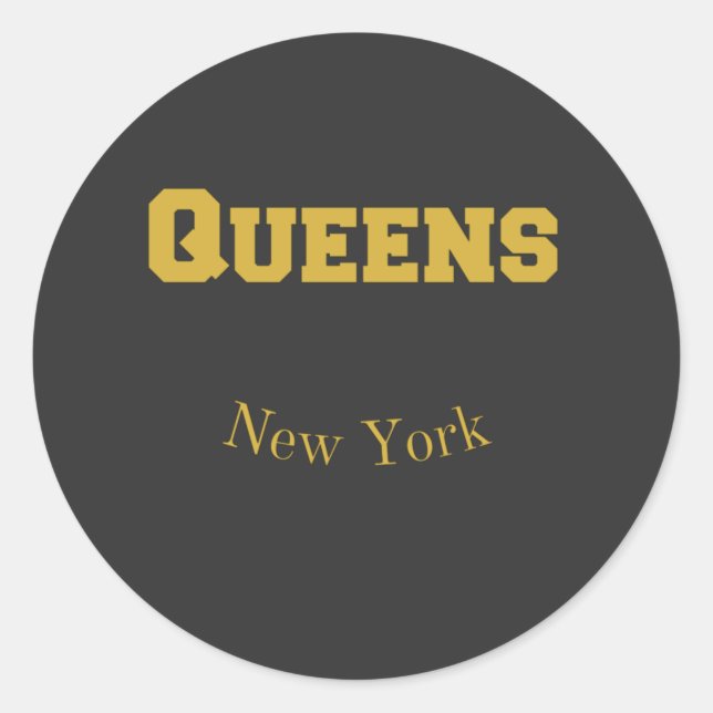 Queens New York Gold Runder Aufkleber (Vorderseite)