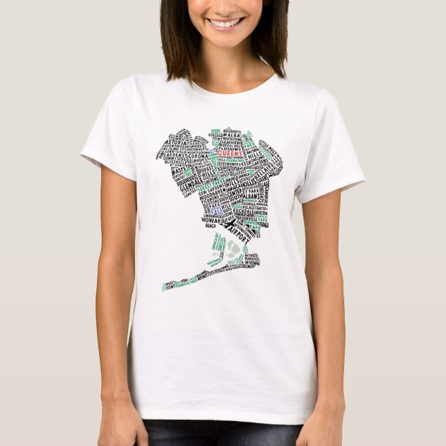 Queens New York Typografy Design T - Shirt (Vorderseite)