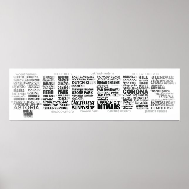 Queens New York Typografy Foto Poster (Vorne)