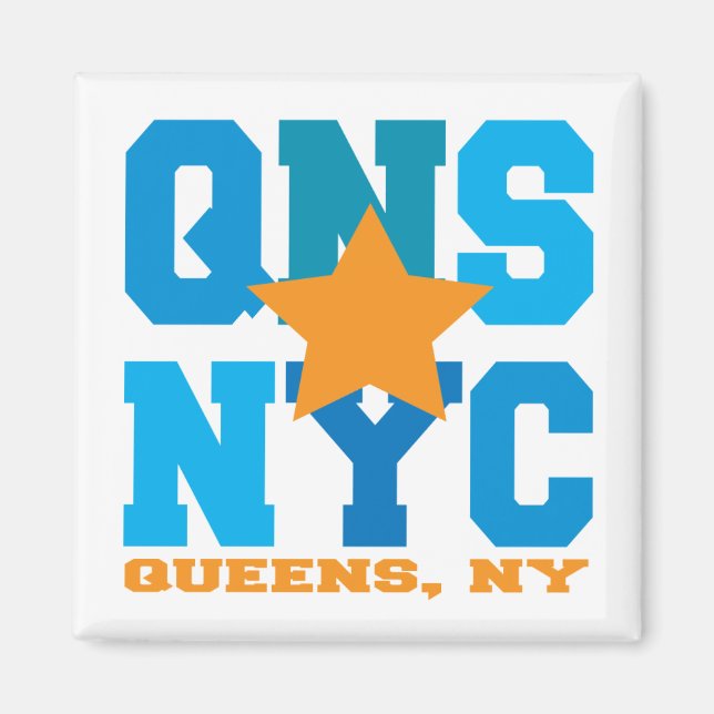 Queens, NY Blue Magnet (Vorne)