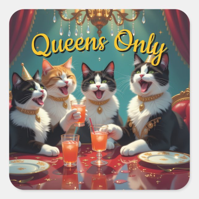 Queens only! quadratischer aufkleber (Vorderseite)