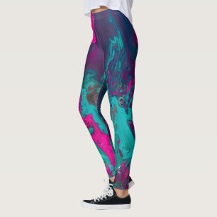 Queen's Potion Magenta & Aquamarine Abstrakte Rauc Leggings