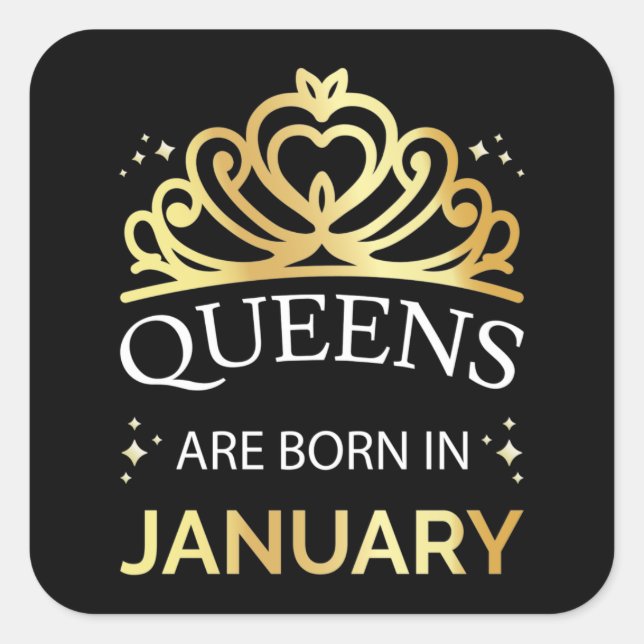 Queens sind im Januar Geboren I Quadratischer Aufkleber (Vorderseite)